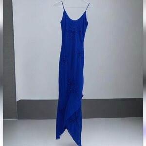 Y2k 2000s Chica's Asymmetrical Blue Dress printed with flowers  Sz S #y2k